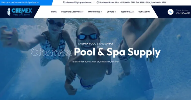 Website Design For Pool Company in Smithtown, NY, Chemex Pool & Sp Supply
