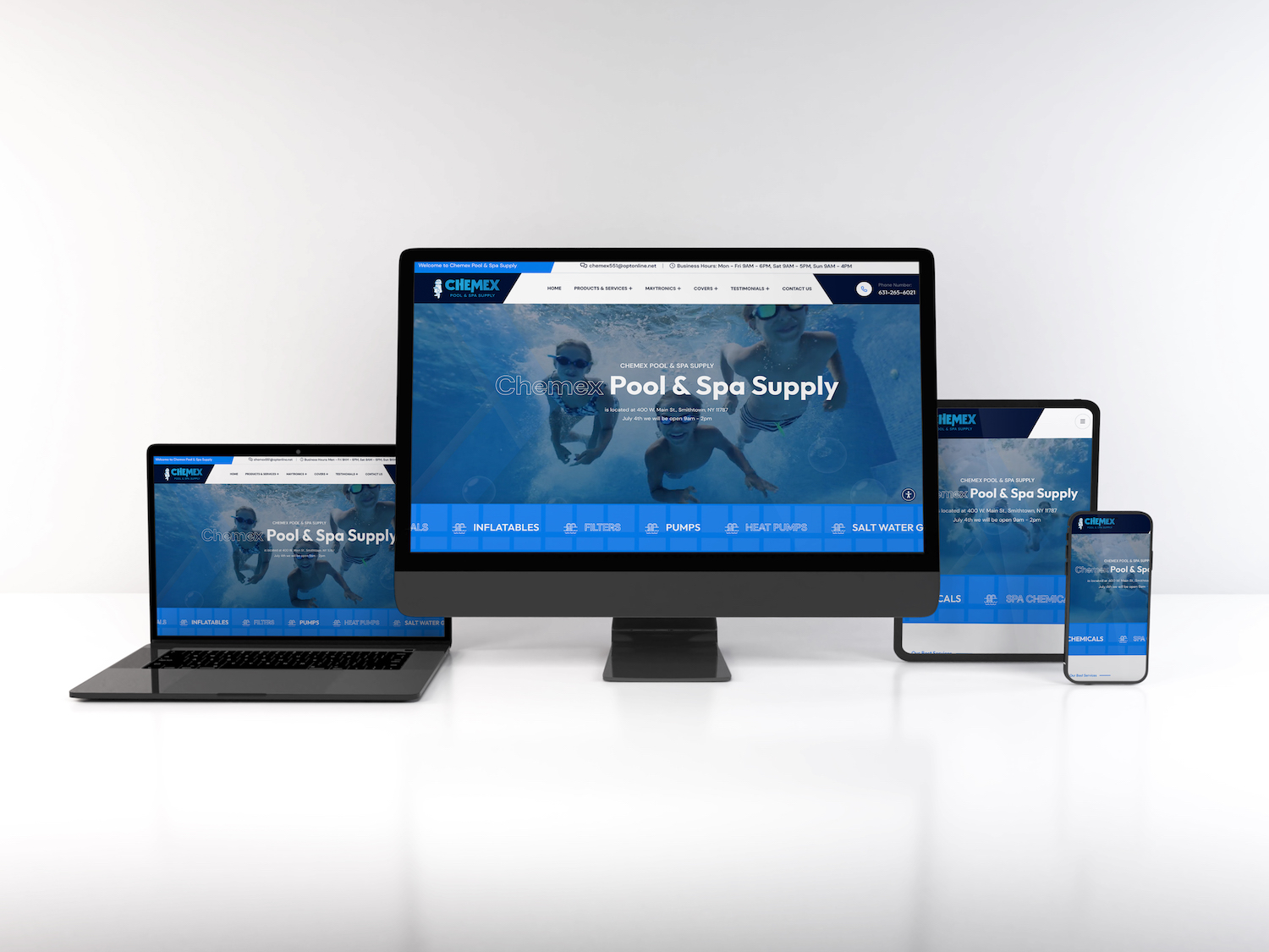 Web Design For Pool Supply Store in Smithtown, NY, Chemex